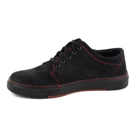 Joker Sapatos casuais masculinos de couro 894J, preto e vermelho 1