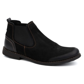 Olivier Botas Chelsea masculinas de couro 925MA Sw, pretas preto 1