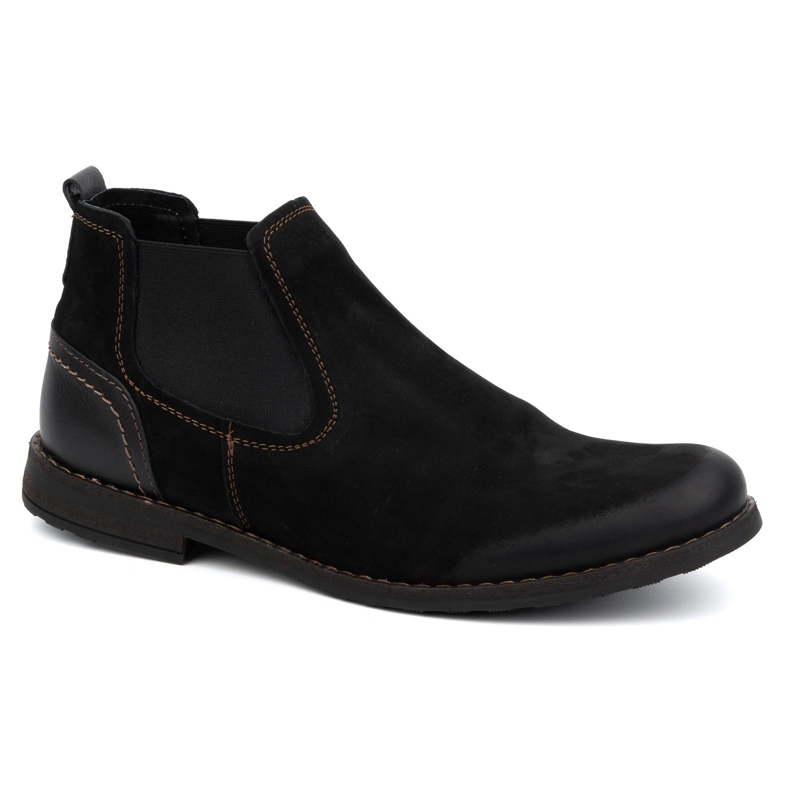 Olivier Botas Chelsea masculinas de couro 925MA Sw, pretas preto 1