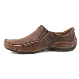 KOMODO Sapatos masculinos, mocassins de couro 627K, marrom 1
