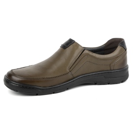 Kampol Sapatos casuais masculinos de couro 58KAM verde-oliva 1
