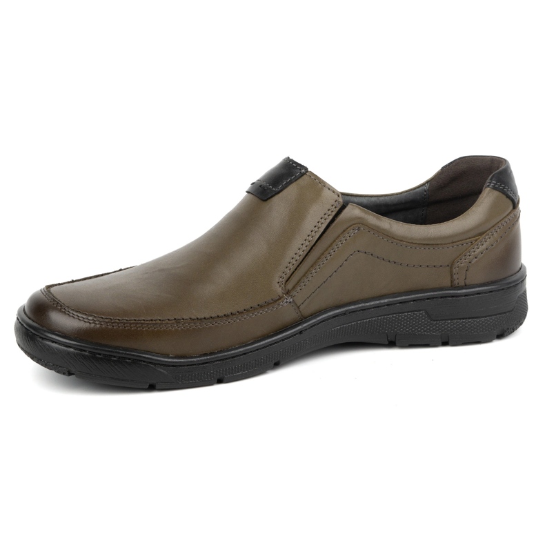 Kampol Sapatos casuais masculinos de couro 58KAM verde-oliva 1