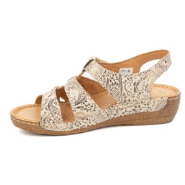 Olivier Sandálias femininas com velcro, modelo 0853, castanhas com motivo floral castanho 1