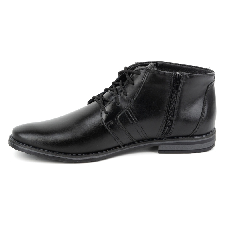 Olivier Botins masculinos de couro, atacadores baixos, 902KZ, pretos 1