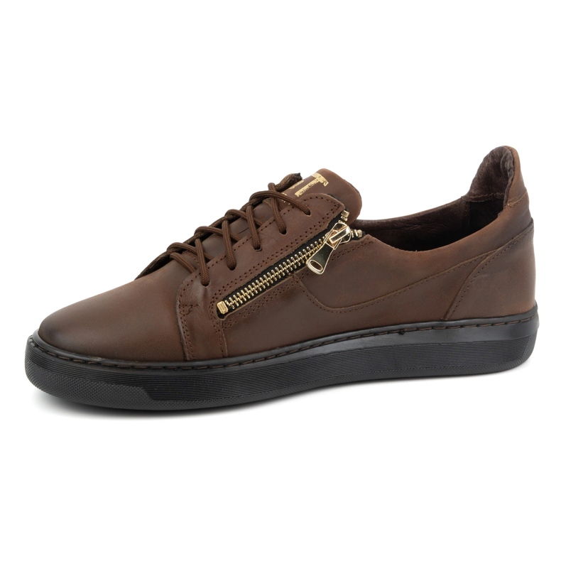 Sapatos casuais masculinos em couro natural POLBUT 2125 Marrom 1