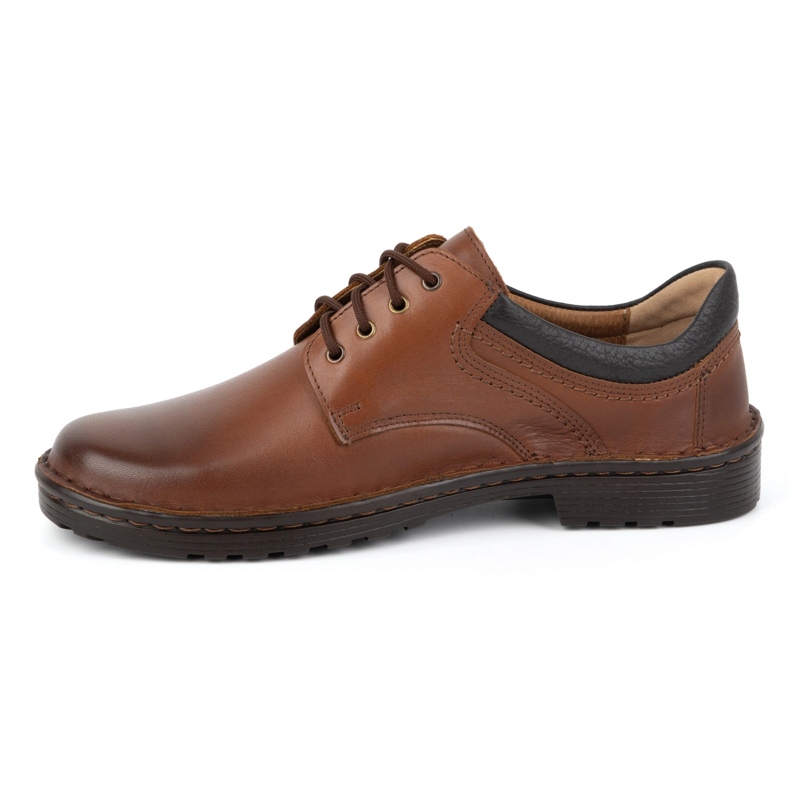 Kampol Sapatos casuais masculinos de couro 11/C1 castanhos marrom 1