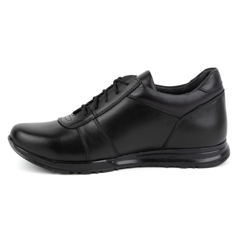 Olivier Sapatos masculinos de couro com cadarço Sport Style 408KZ + 3 cm, preto 1