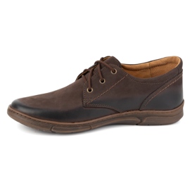 Olivier Sapatos masculinos crescentes casuais de couro com cadarço 237KZ + 2,5 cm marrom 1