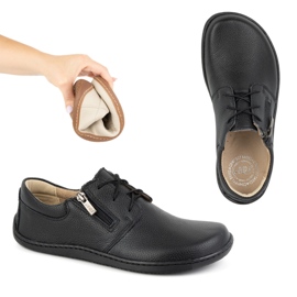 Olivier Sapatos femininos de couro minimalistas descalços 1244 pretos 1