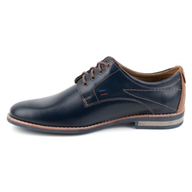 KOMODO Sapatos masculinos elegantes de couro 825K, azul marinho 1