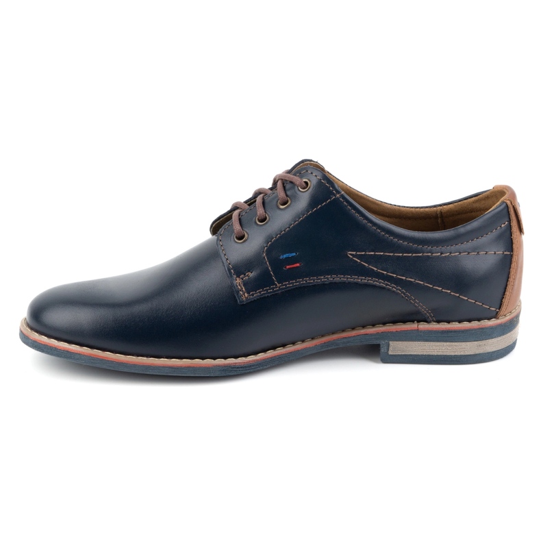 KOMODO Sapatos masculinos elegantes de couro 825K, azul marinho 1