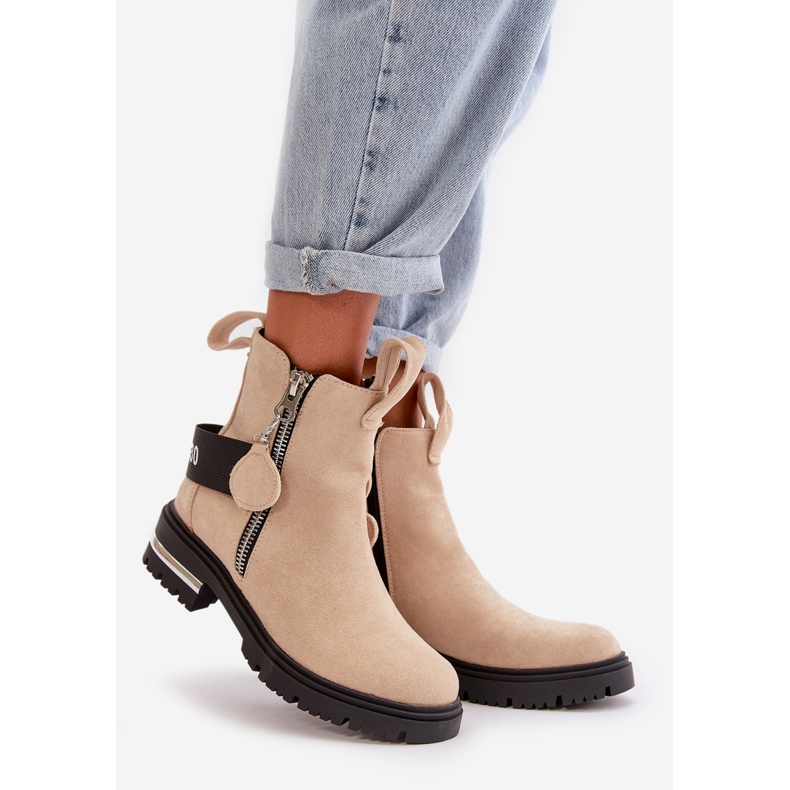 Botas quentes de mulher com fecho Bege Calvaro 1