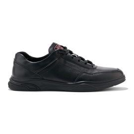 Sapatos esportivos masculinos negros com atacadores preto 1