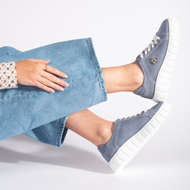 Sapatos plataforma azuis feitos de couro camurça azul 1