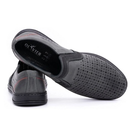 Olivier Sapatos mocassins de couro masculino para o verão 713MP cinza 3