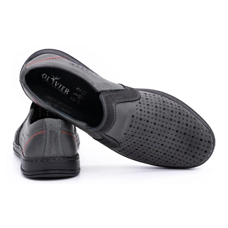Olivier Sapatos mocassins de couro masculino para o verão 713MP cinza 3