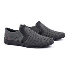 Olivier Sapatos mocassins de couro masculino para o verão 713MP cinza 2