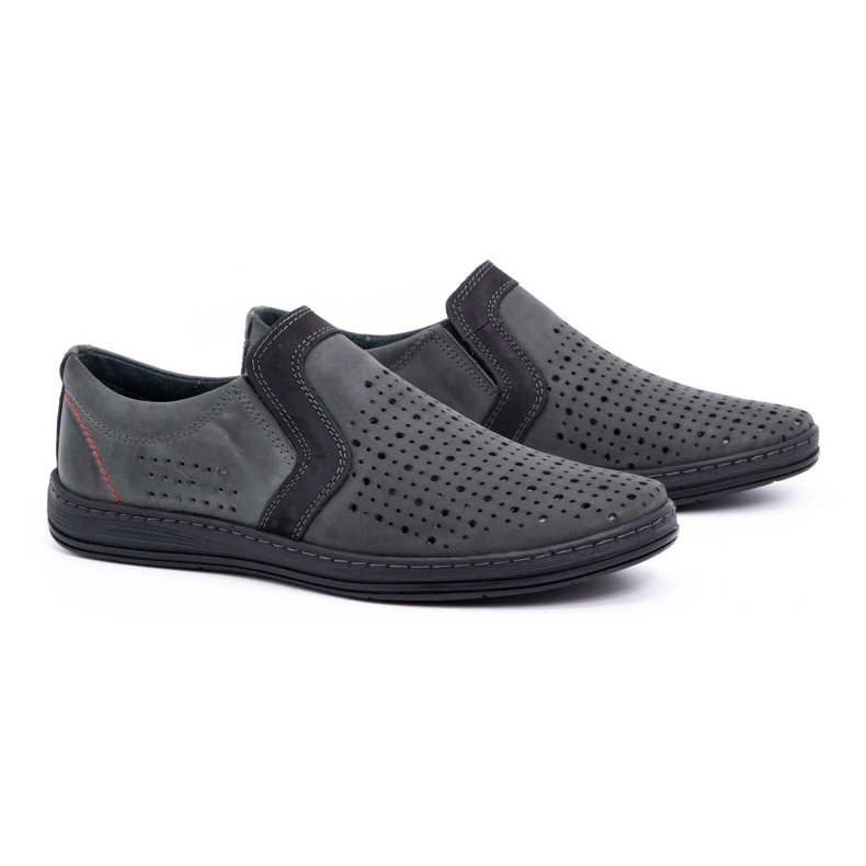 Olivier Sapatos mocassins de couro masculino para o verão 713MP cinza 2