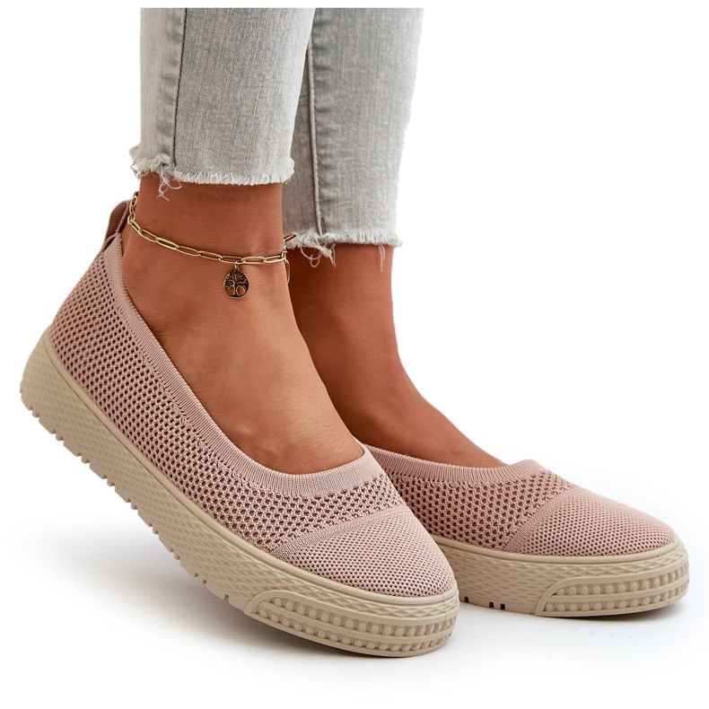 News Tênis feminino com plataforma slip-on, rosa 4