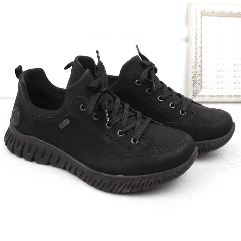 Sapatos femininos pretos impermeáveis ​​e confortáveis ​​Rieker M5352-00 1