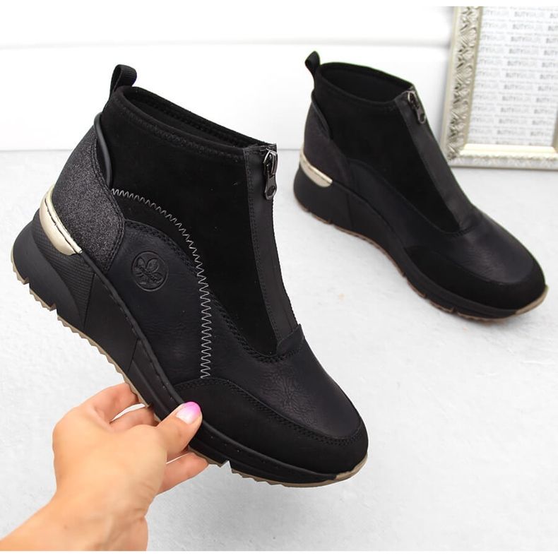 Botas femininas pretas Rieker N6361-00 preto 1