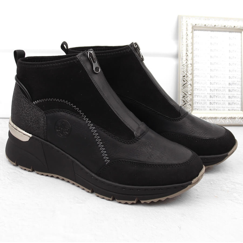Botas femininas pretas Rieker N6361-00 preto 2