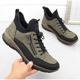 Sapatos femininos confortáveis, tênis verdes Rieker N32G3-54 1