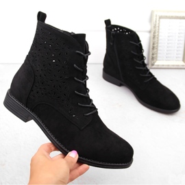 Botas femininas de camurça com aberturas, pretas S.Barski HY42-136 preto 1