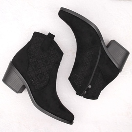 Botas cowboy femininas de camurça com aberturas, pretas S.Barski HY42-944 preto 2