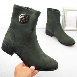 Botins femininos em camurça com decoração, verde Jezzi ASA198-28 1