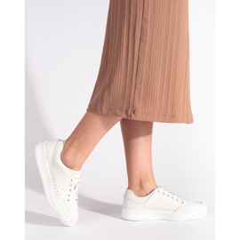 Tênis de couro branco com plataforma alta 1 Tênis de couro branco com plataforma alta 1