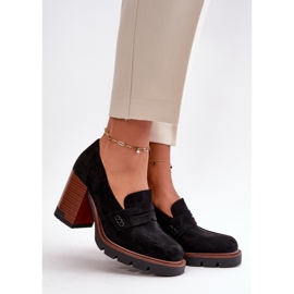 Sapatos femininos de salto alto confeccionados em camurça ecológica preta Vinceza 58105 preto 1