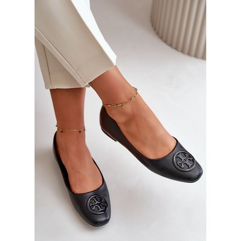 Sapatilhas femininas com decoração, couro ecológico, Rhodike preto 2