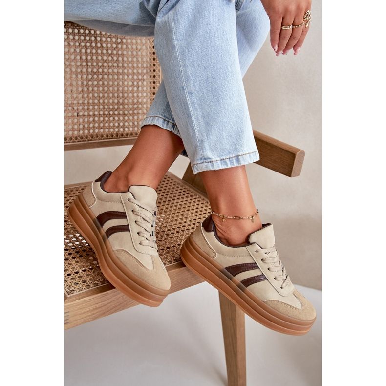 Tênis feminino com plataforma marrom Nesonice castanho 1