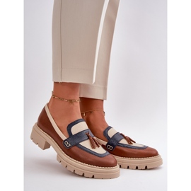 Mocassins femininos de couro marrom Laura Messi 2835 1