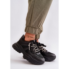 Tênis feminino Relissa preto com sola maciça e laço decorativo 2