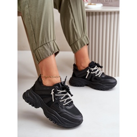 Tênis feminino Relissa preto com sola maciça e laço decorativo 1