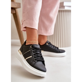 Tênis femininos elegantes com plataforma feitos de couro ecológico, preto Nevisase 2