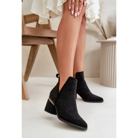 Botas femininas decoradas de salto alto com bico fino, Fararia preta preto 2