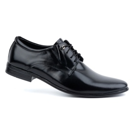 Olivier Sapatos formais masculinos de couro com cordões, elegantes 304LU, pretos 1