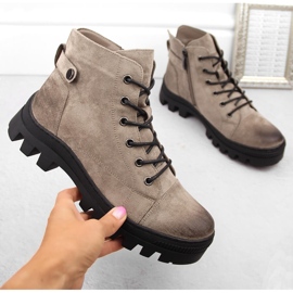 Botins cáqui femininos Potocki SZ12168 verde 1