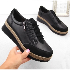 Sapatos femininos de couro com zíper, preto T.Sokolski J24-207 1