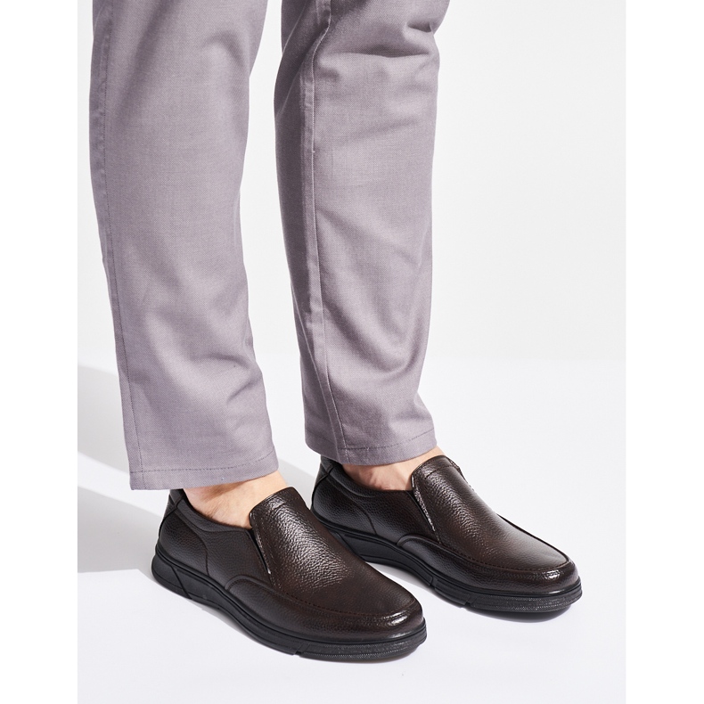 Mocassins masculinos marrons em couro ecológico marrom 1