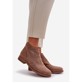 Botas femininas abertas com salto plano marrom S.Barski HY42-076 1