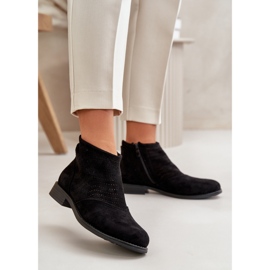 Botas femininas abertas com salto plano preto S.Barski HY42-076 2