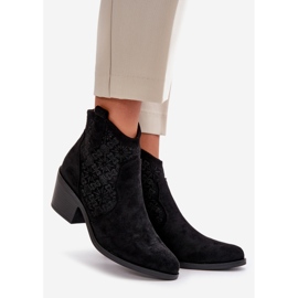 Botas de cowboy perfuradas com zíper Eco Camurça Preta S.Barski HY42-944 preto 1