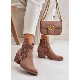 Botas de cowboy perfuradas com zíper Eco Camurça Marrom S.Barski HY42-944 castanho 2