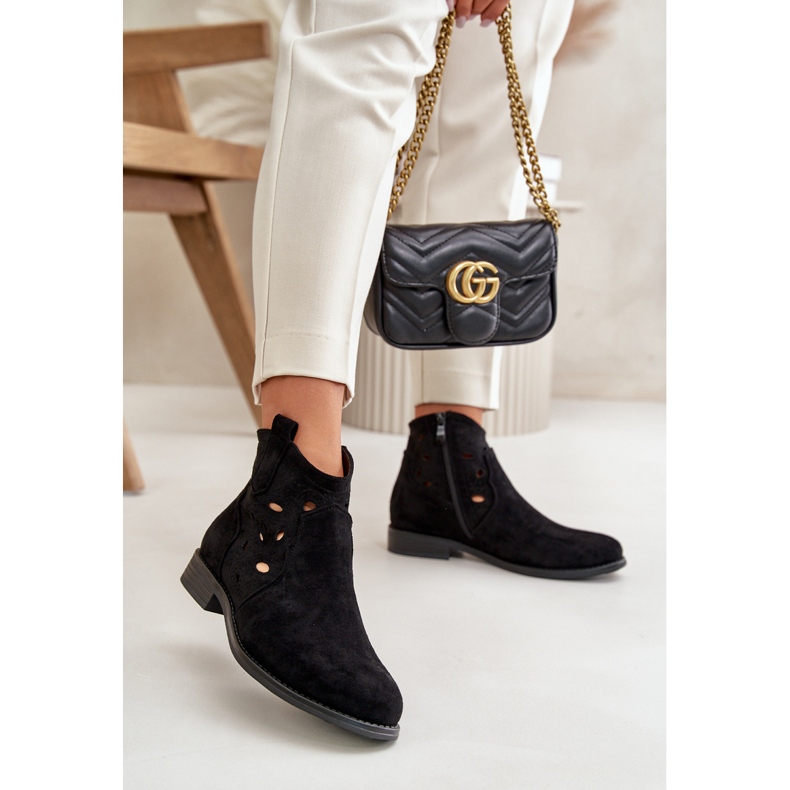 Botas femininas abertas com zíper pretas S.Barski HY42-081 preto 2