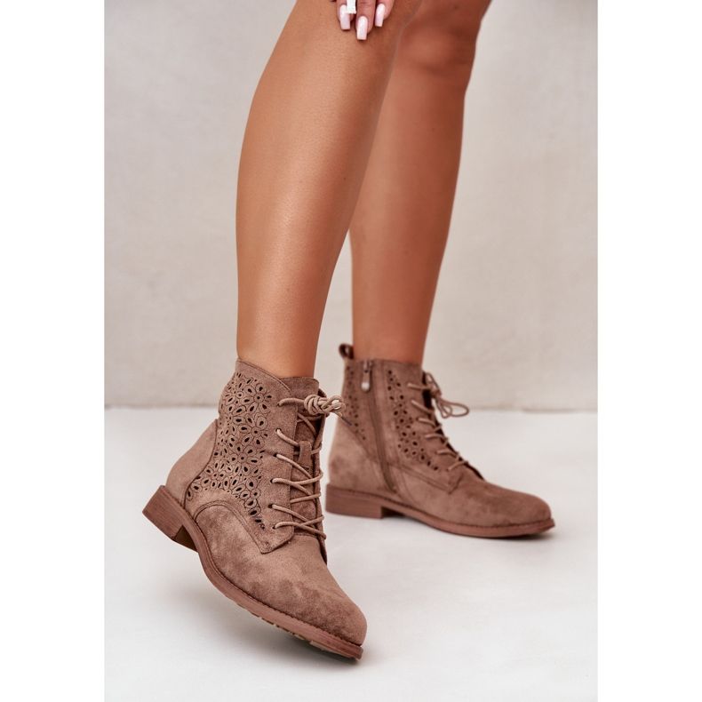 Botins femininos com estampa marrom S.Barski HY66-136 2