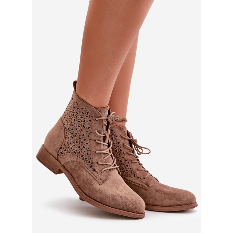 Botins femininos com estampa marrom S.Barski HY66-136 1